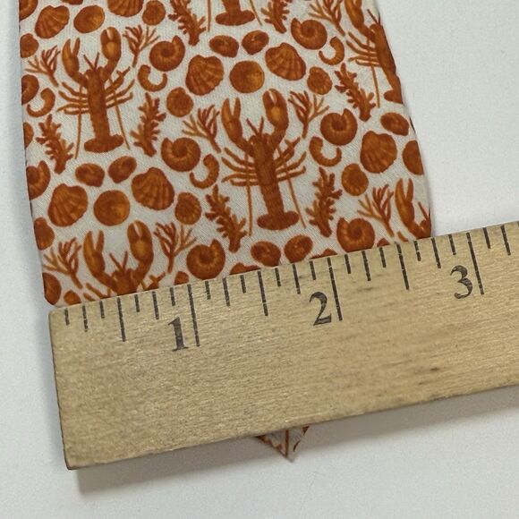 Cole Haan Lobster Clam Cotton Silk Blend Neck Tie In Burnt Orange & White New - Picture 7 of 7